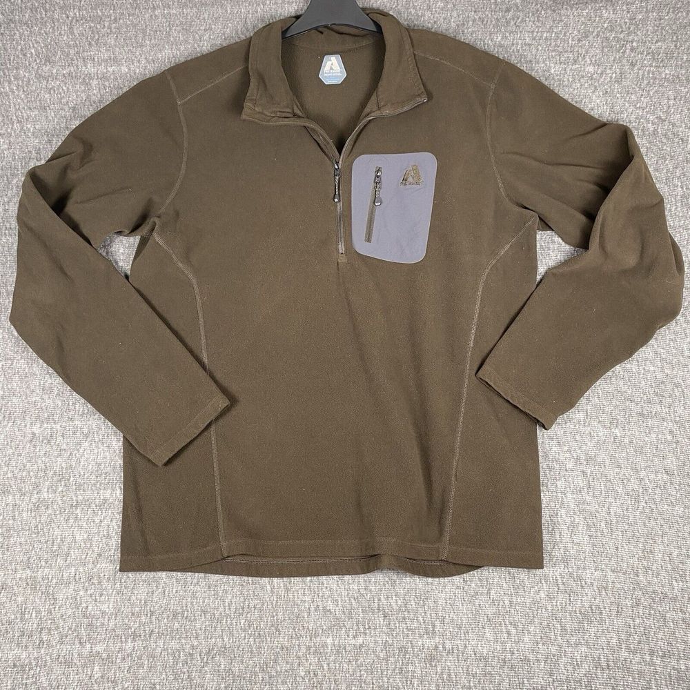 First Ascent Sweater Men's Sz Large Brown Eddie Bauer 1/4 Zip Pullover Fleece